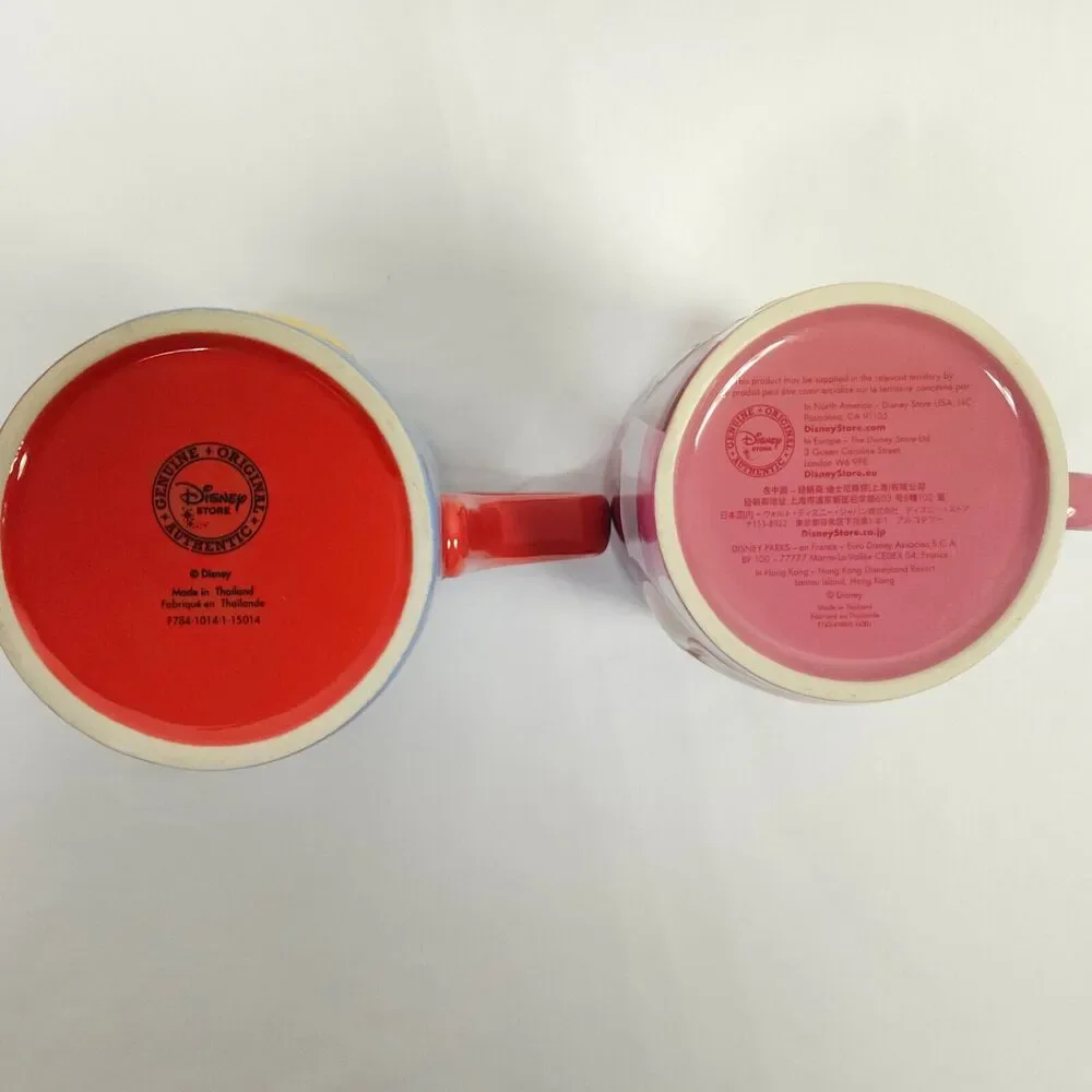 Disney Store Mickey Minnie Mouse 3D Pop Out Embossed Coffee Mugs‎ 2pc